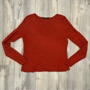Peruvian Connection Long Sleeve V-Neck Light Sweater Alpaca Blend Orange Size L